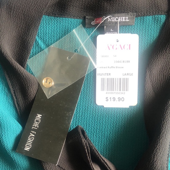 Hunter green ruffle blouse - Picture 2 of 6